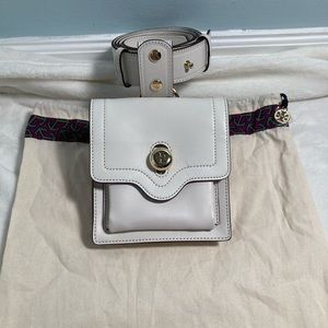 Tory Burch Belt Bag. White leather. Detachable.